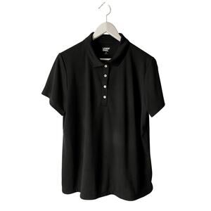 Lands' End Short Sleeve Rapid Dry Black Polo Shirt Women's Size XL